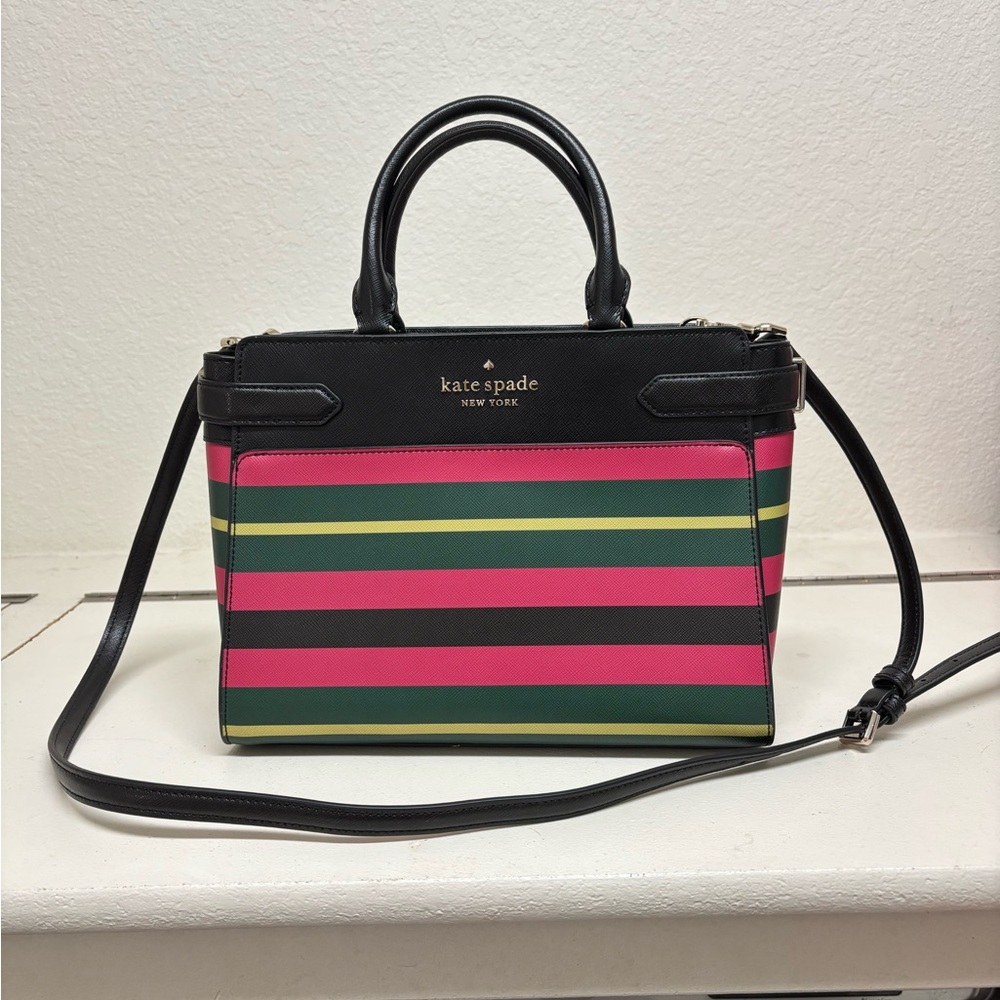Kate Spade Black and Pink Striped Women's Bag